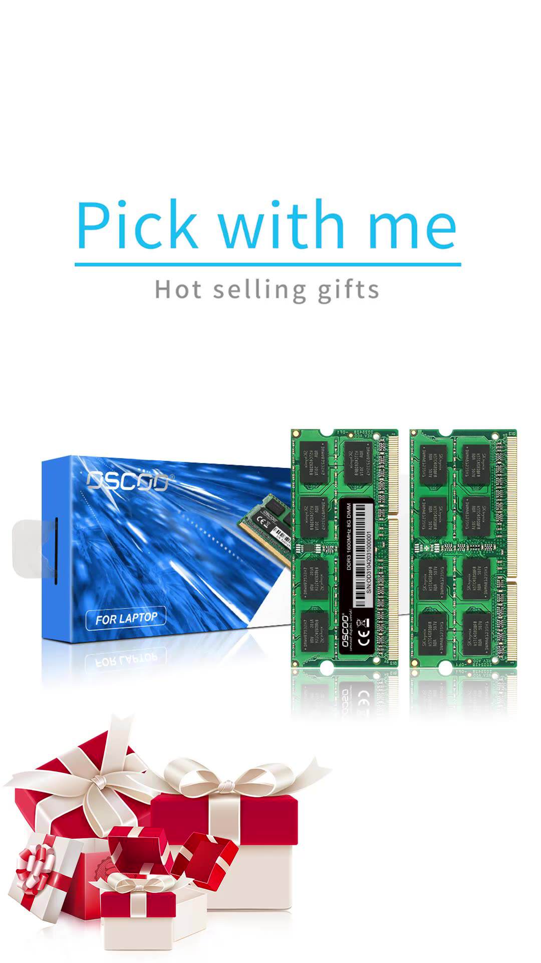 Barrette RAM MacWay DDR3 8Go (1x8Go), PC3-12800, 1600MHz, 1.5V, Pour PC Portable