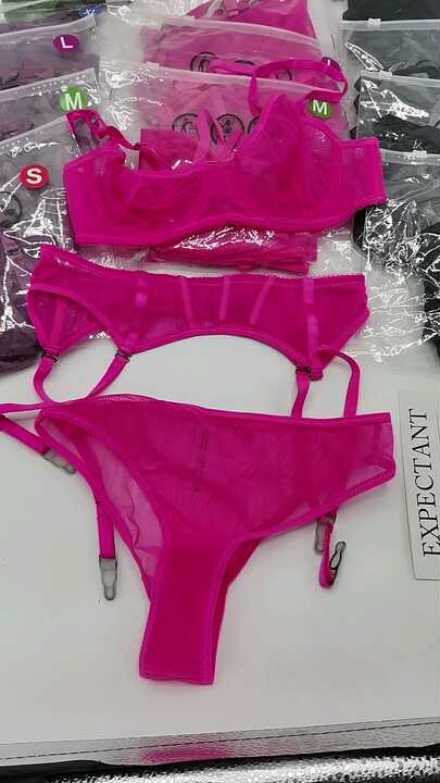Go Party 14 Farben Transparente Netz-Dünne Verführerische BH-Sets  Unterwäsche Damen Dreiteilige Sets Sexy Dessous Reizvolle Bodysuits