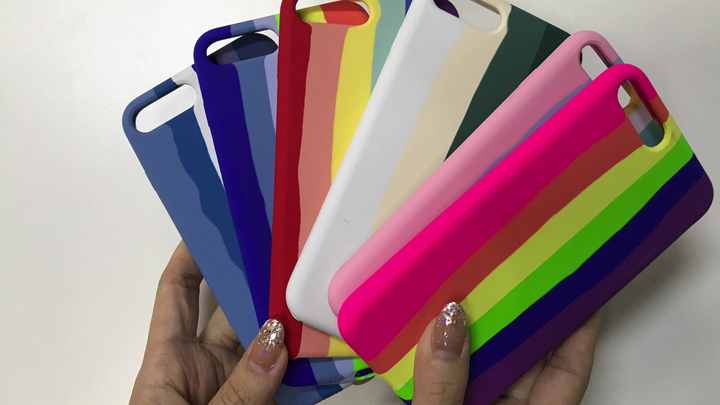 Rainbow Design with OEM Logo Soft Liquid Silicone Case