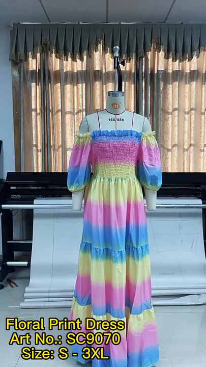 SC9070 High Quality Summer Vacation Dresses for Women Rayon One-Neck A-line Cute Maxi Floral Printed Bohemian Beach Dress SC9070 High Quality Summer Vacation Dresses for Women Rayon One-Neck A-line Cute Maxi Floral Printed Bohemian Beach Dress