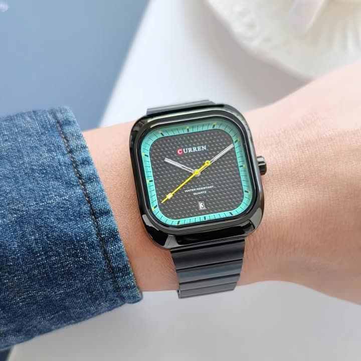 Curren 8460 Wholesale Made in Prc Gents Clock Low Cost Stainless Steel Band  square Date Display Low Moq Casual Hand Watch