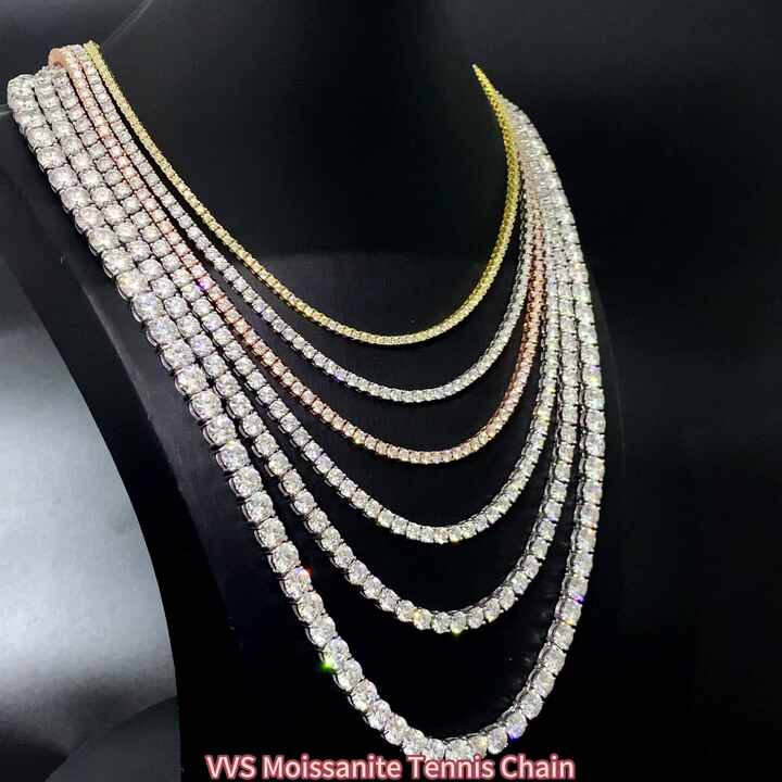 Fine Jewelry Custom Diamond Vvs Moissanite 925 Sterling Silver Hiphop  Jewelry Iced Out Tennis Chain