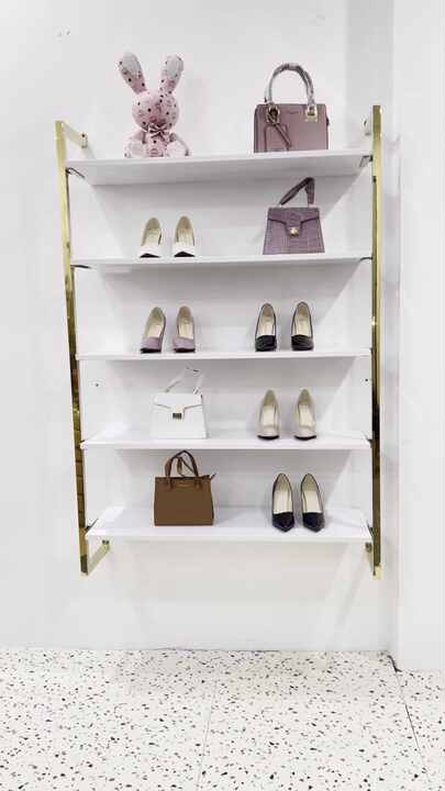 Stainless Steel Shoes Stand Display Rack Boutique Furniture Wall
