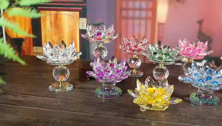 Portacandele in vetro colorato a forma di loto: decorazione zen rosa o bianca - Italia