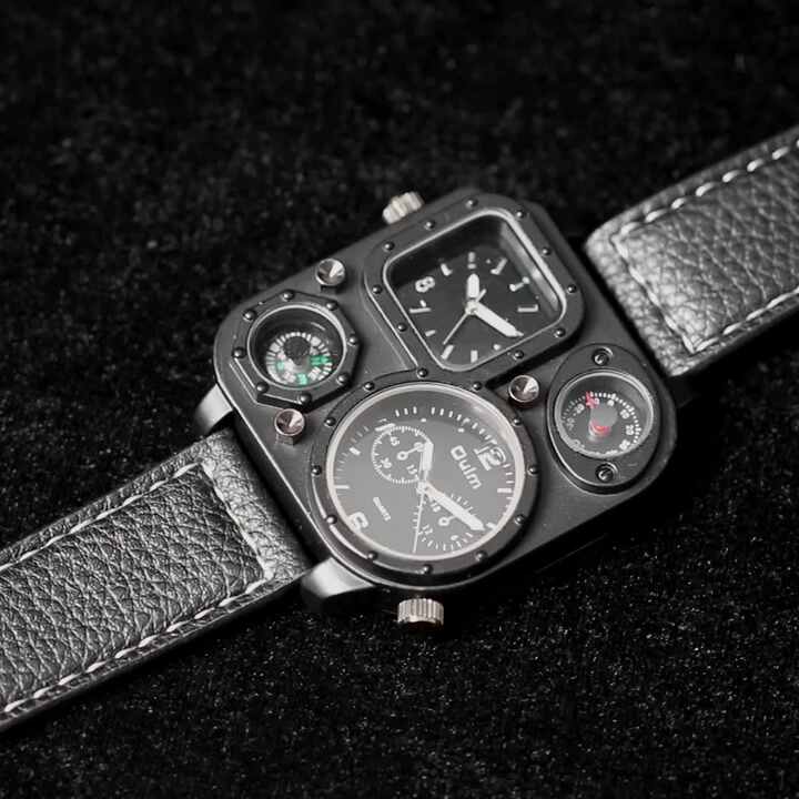 OULM 1169 Oversize Square Watch Men's Quartz Analog Clock