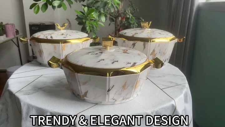 Luxury Thermal Insulated Stainless Steel Food Bowl Set 3-piece