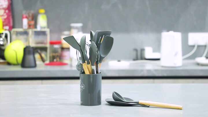 OKOLAY Luxury Premium Green Kitchen Accessories Silicone Cooking Tools ...