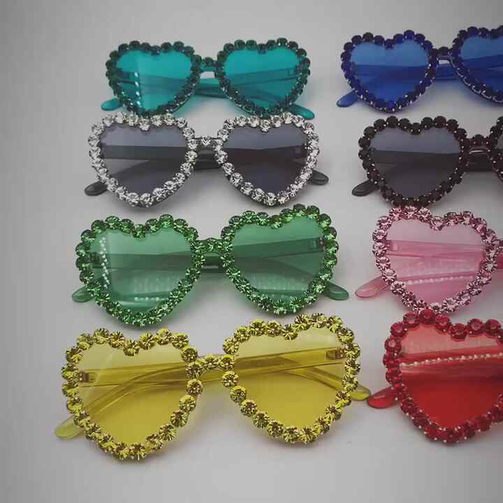 Clear Heart Glasses Rhinestone Heart Sunglasses 2022