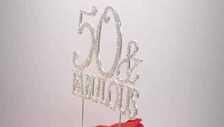 Toddmomy Golden '50' Cake Topper - Bling Rhinestone 50th Birthday & Anniversary Decoration - View #5
