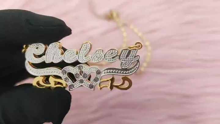 Double Layer Custom Hip Hop Name Pendants Custom Name Pendant 18K