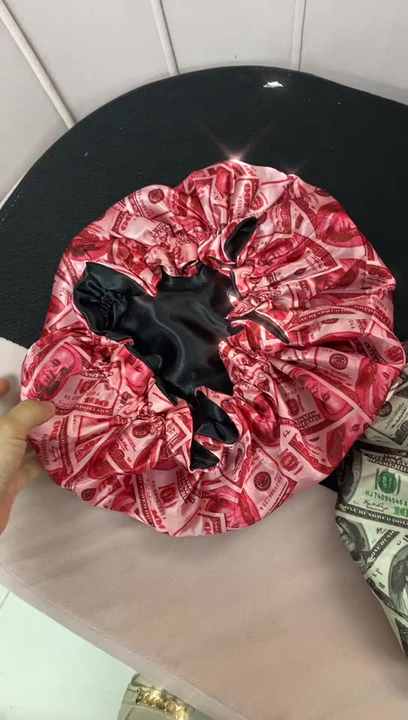 Designer Custom Double Bonnets and Matching Durags and Tie Bands Money Silk  Stain Baby Newborn Kids Women Hair Bonnets