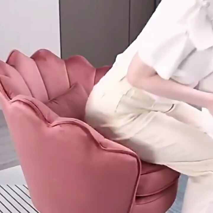Pink Nordic Upholstered Shell for Chairs Relaxing Sitting Single Sofa  Velvet Living Room Chair