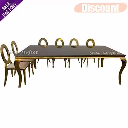 Modern Luxury Gold Stainless Steel Wedding Event Banquet Rectangle ...