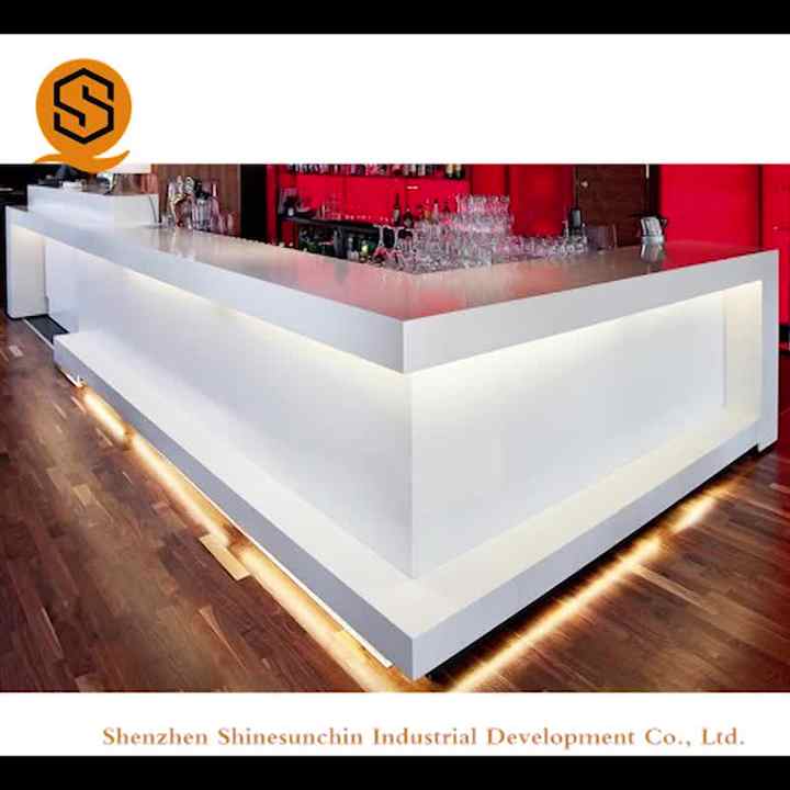 L字型半透明カウンタートップ業務用バーカウンターシンプルなデザイン