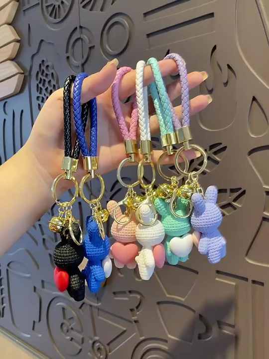 卸売レジンラブハートうさぎバニーキーホルダーセットウサギ