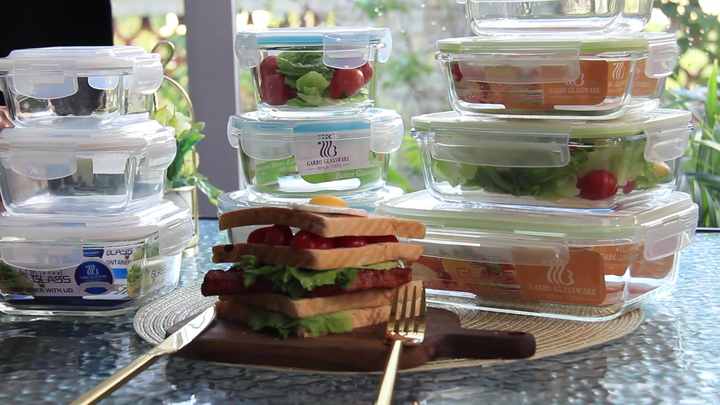 Source 18pcs High borosilicate microwave glass lunch bowl food container  storage box glassware jars with sealed silicone wooden lid on m.