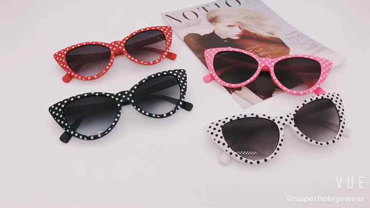 RetroUV® - Polka Dot Cat Eye Women Mod Fashion Super Cat Sunglasses