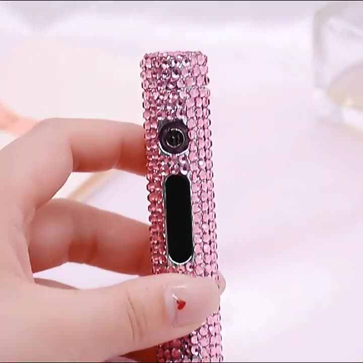 Briquet  cigarettes USB en acier de luxe, rechargeable, coupe-vent,  arc  lectronique, avec strass et logo personnalis