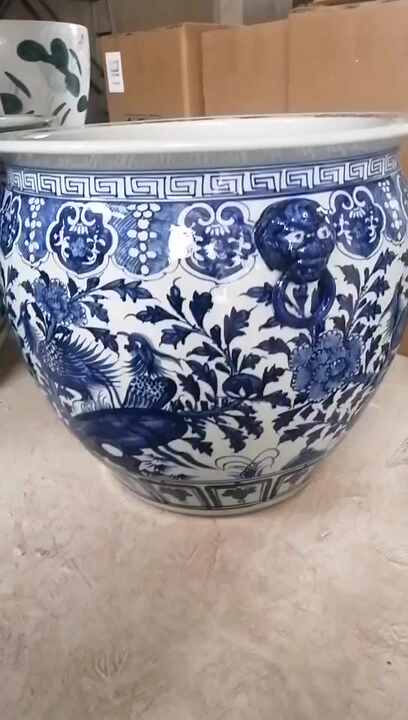 Antique Chinese Hand Painted Large Blue and White Porcelain