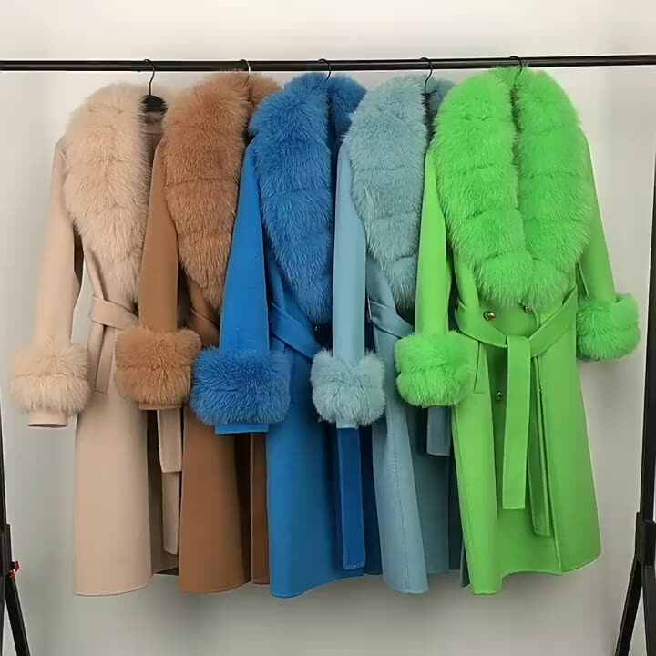 2024 Winterjacke Damen lange Naturwolle Mischungen Kaschmir