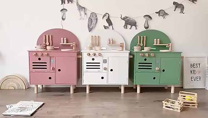 EDULAND Large Imaginative Montessori Wooden Cooking Kitchen Play