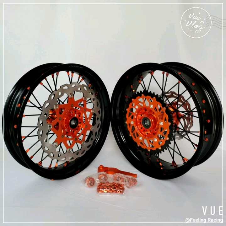 オートバイスポークホイール17インチ赤アルミ合金スーパーモタードリム