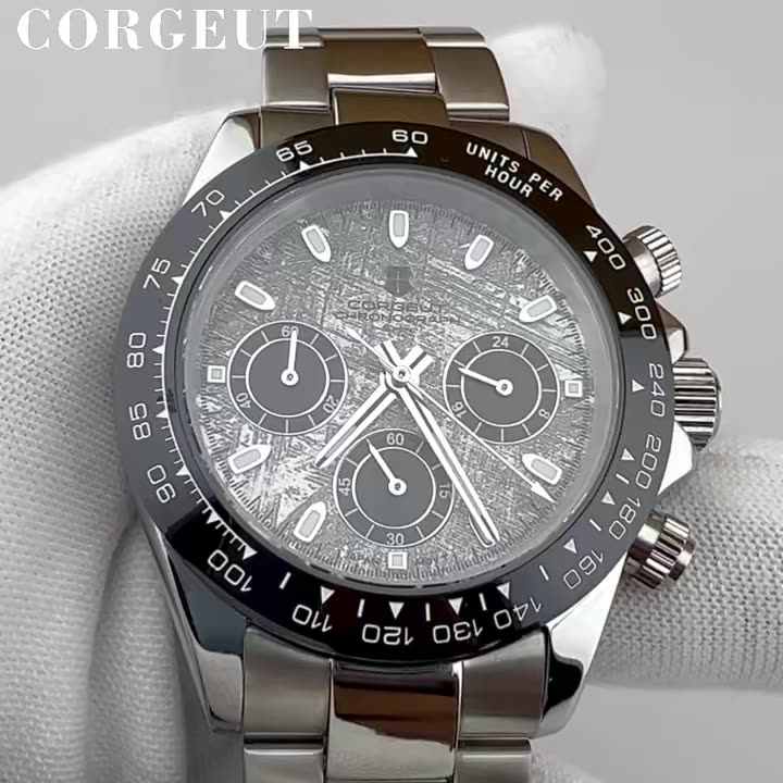 Corgeut Luxury Stainless Steel Watch - Day Tona Luminous Hands