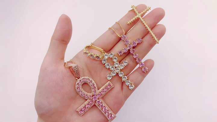 Wholesale Cross Necklace Gold Red Cross Pendant Jewelry