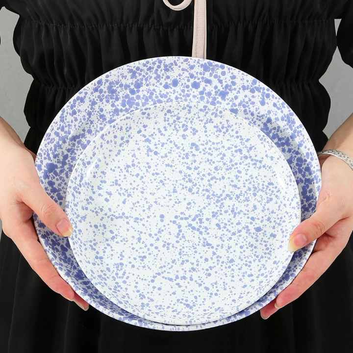 Porcelain Splatter Paint Plate Round Ceramic Speckled Plate Custom Plates  Ceramic