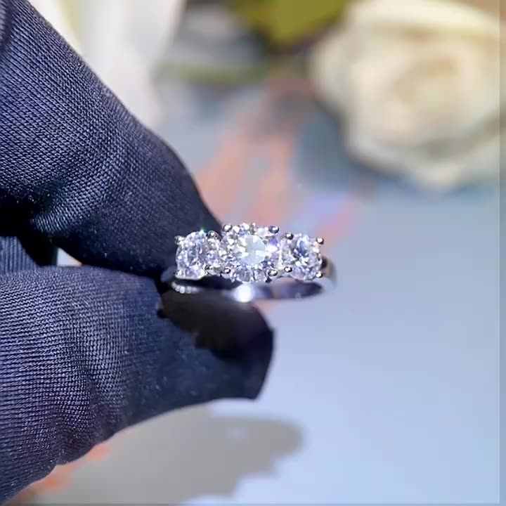 3-stone Wedding Band Anniversary Promise Rings 925 Sterling Silver