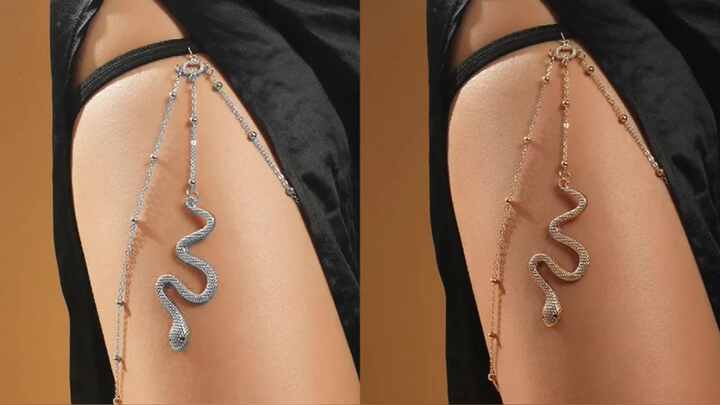 Lot De 8 Chaînes De Cuisse Pour Femme - Bijoux Jambe Or Serpent Cristal Boho Pour Plage, Fête