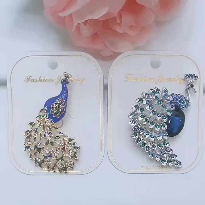 SELOVO 3.5 Inch Large Blue Flower Brooch Pin - Gold Tone Crystal Rhinestone Scarf & Hat Decoration
