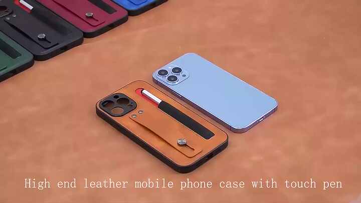 Pu Leather Phone Cover Touch Capacitive Pen Holder With Pen Slot Protective  Case Phone Case for iphone 14 Pro - Main Image