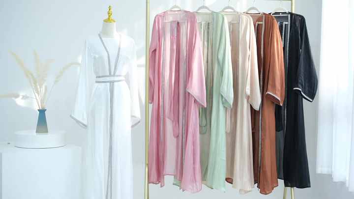 2024 Loriya Abaya Ramadan Islamic Clothing Modest Abaya Cardigan Shiny Dubai Abaya Women Muslim Dress Wholesale Women's Dresses