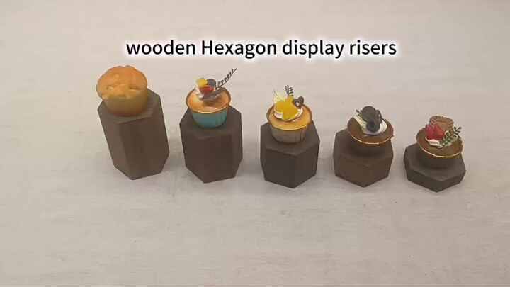 木製六角形ディスプレイ台6個セット、ジュエリーやアクセサリーの