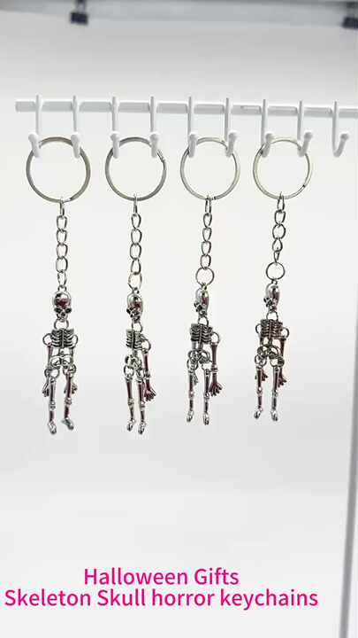 Portachiavi Teschio Di Halloween Con Ciondolo Borsa - Metallico Lucido, Regalo Decorazione