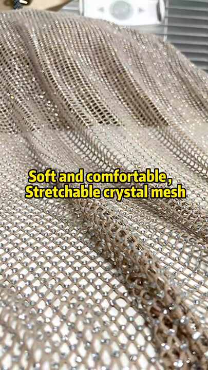 N001 Customized SS8 Crystal Stretch Mesh Fabric for Dress