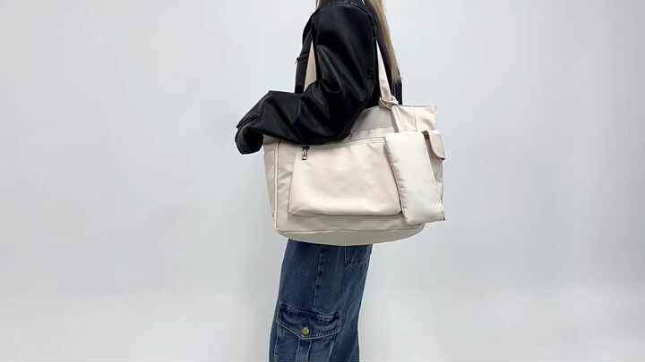 Durable Women's Nylon Tote Shoulder Bag Waterproof Multi-pocket