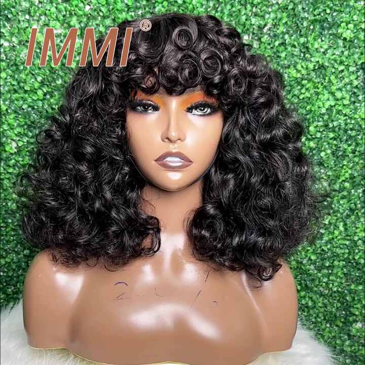 2024 Cheap Bob Wig with Bangs Wave Human Hair Wigs for Women