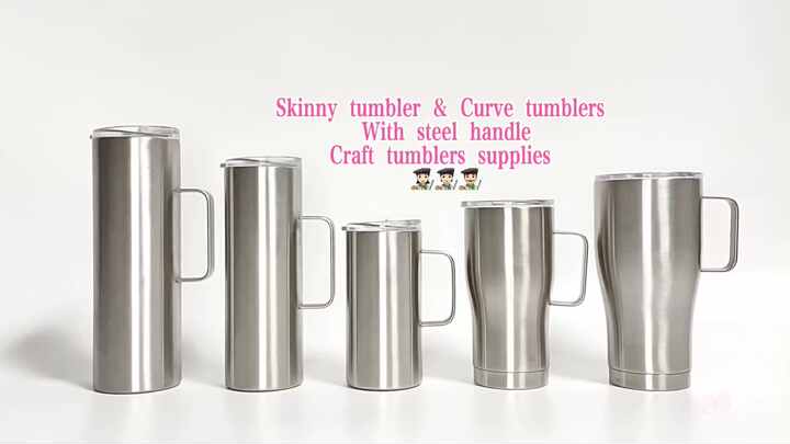 Wholesale 15 oz Stainless Steel Tumbler with Handle for Skinny Straight  Custom logo Cups for Sublimation 20 oz Tumblers with Lid
