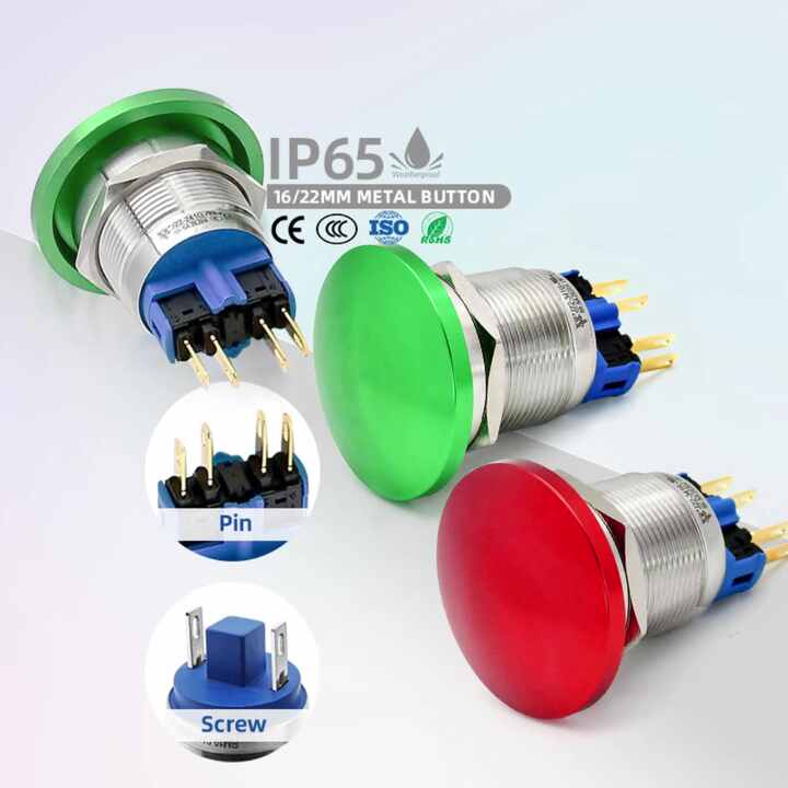 BENLEE Red and Green Mushroom Momentary Locking Stop Button Switch
