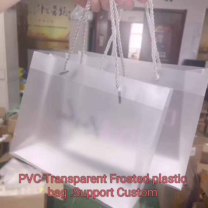 Transparent Plastic Tote Shopper Bag With Handle Custom Oem
