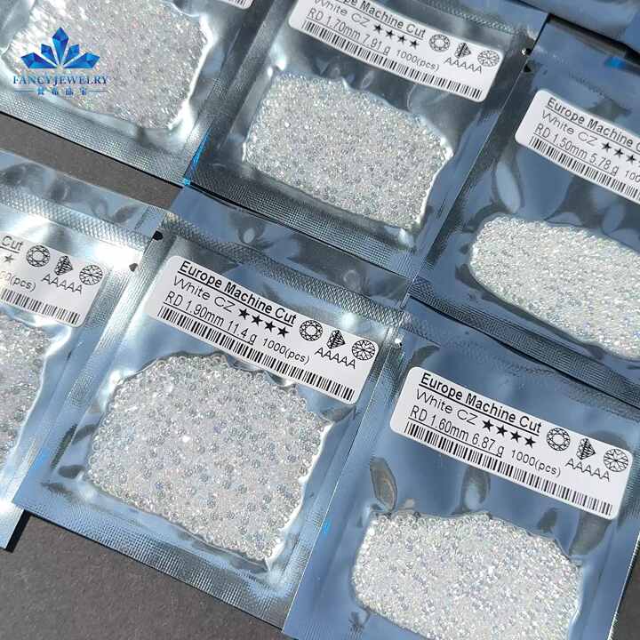 Wholesale Price 1mm 2mm 3mm Synthetic Cubic Zircon 1000pcs/pack 5A  Round Melee White CZ Stone Loose Cubic Zirconia