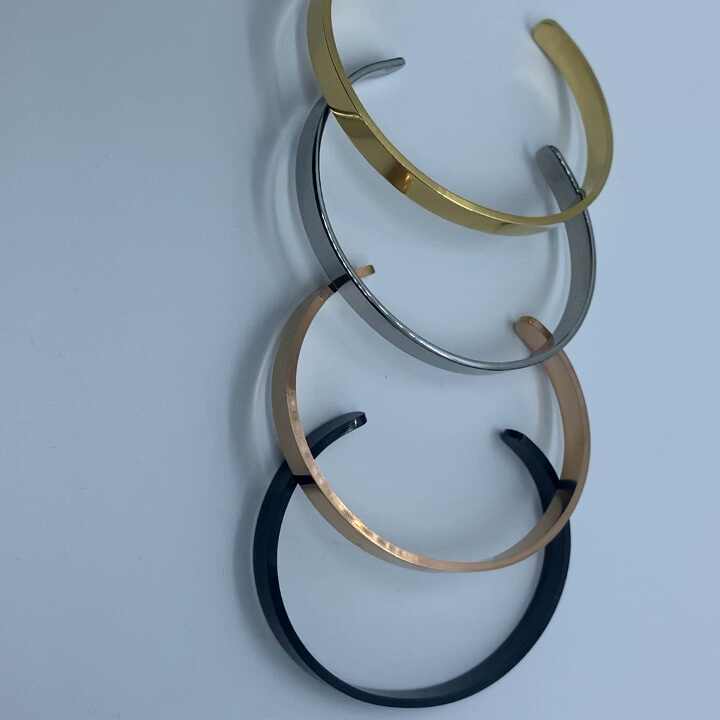 DEYIN Stainless Steel Cuff Bracelets 18k Gold Plated