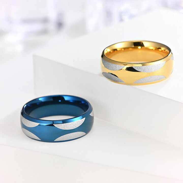 Minimal Design Matte Silver Blue Gold IP Plated Stainless Steel