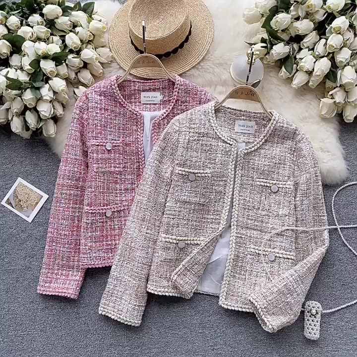 Tdvcpmkk Women's Fashion Tweed Coat Women's Jacket at Amazon
