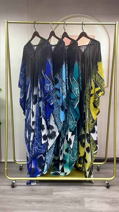 Wholesale African Batwing Sleeve Printed Floral Chiffon Summer Dress Sets  Workout Set for Women Robe Femme K0184