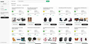 Accio's product search interface, displaying various winter products with details