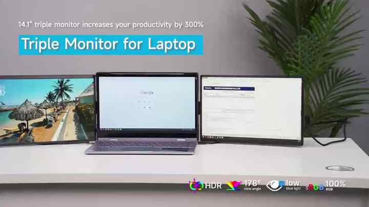 14 Inch Triple Laptop Screen for Computer Expand Your View with a
