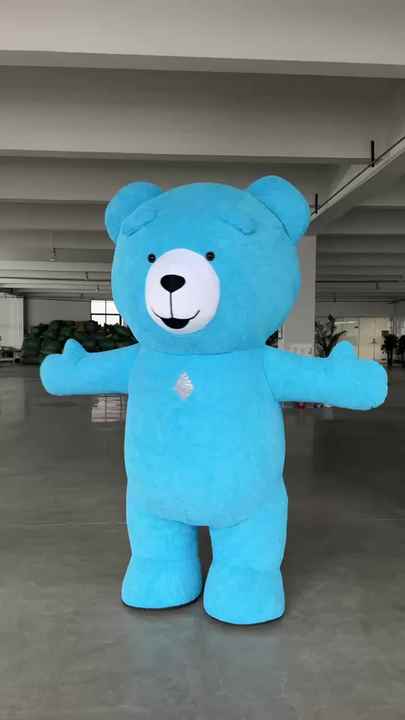 Dark Blue Inflatable Animal Teddy Bear Costume For Halloween
